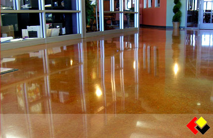 Floor-Made using US pigments color packs process. Vibrant concrete color added at the mix stage. -image