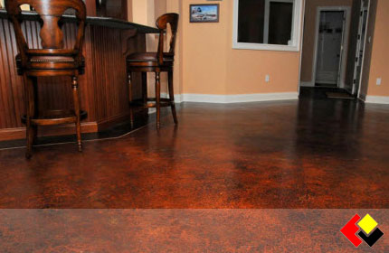 Floor-Made using US pigments color packs process. Vibrant concrete color added at the mix stage. -image